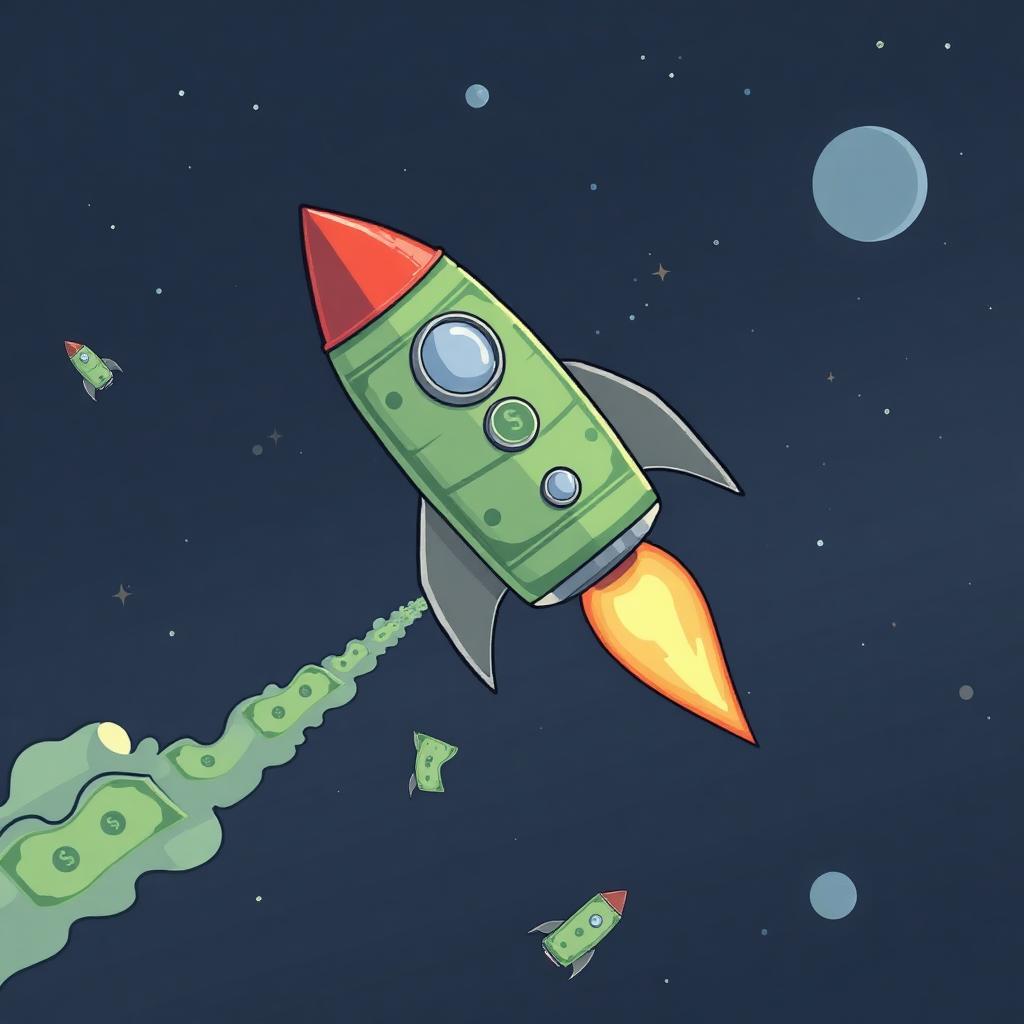 Money rocket to the moon